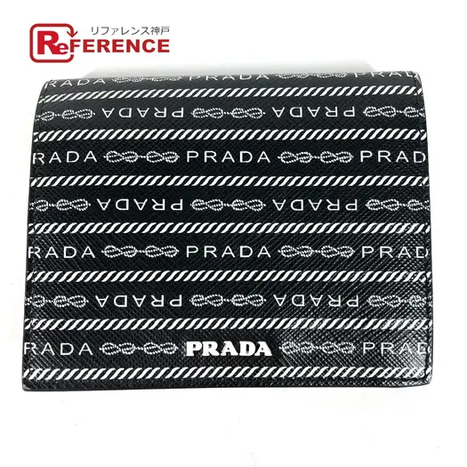 Buy PRADA 1MV204 Logo pattern Compact wallet Folded wallet Leather Black/White at Sasom – Authentic and Ready to Ship