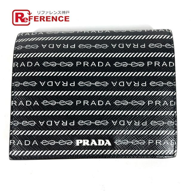 Prada PRADA 1MV204 Logo pattern Compact wallet Folded wallet Leather Black/White - view 1