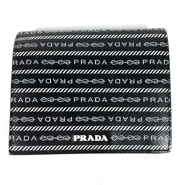 Prada PRADA 1MV204 Logo pattern Compact wallet Folded wallet Leather Black/White - view 2