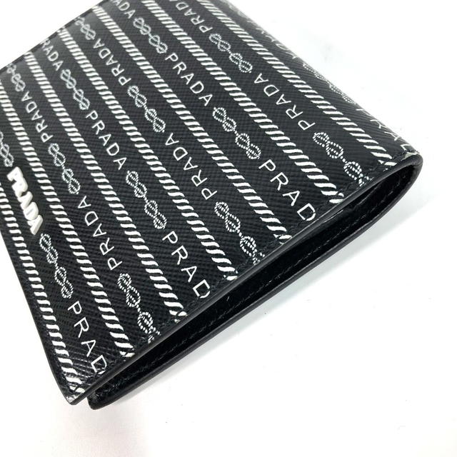 Prada PRADA 1MV204 Logo pattern Compact wallet Folded wallet Leather Black/White - view 3