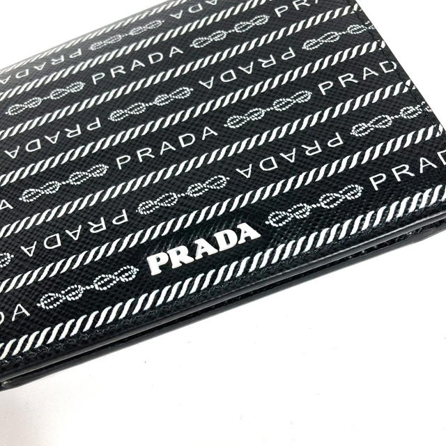 Prada PRADA 1MV204 Logo pattern Compact wallet Folded wallet Leather Black/White - view 4