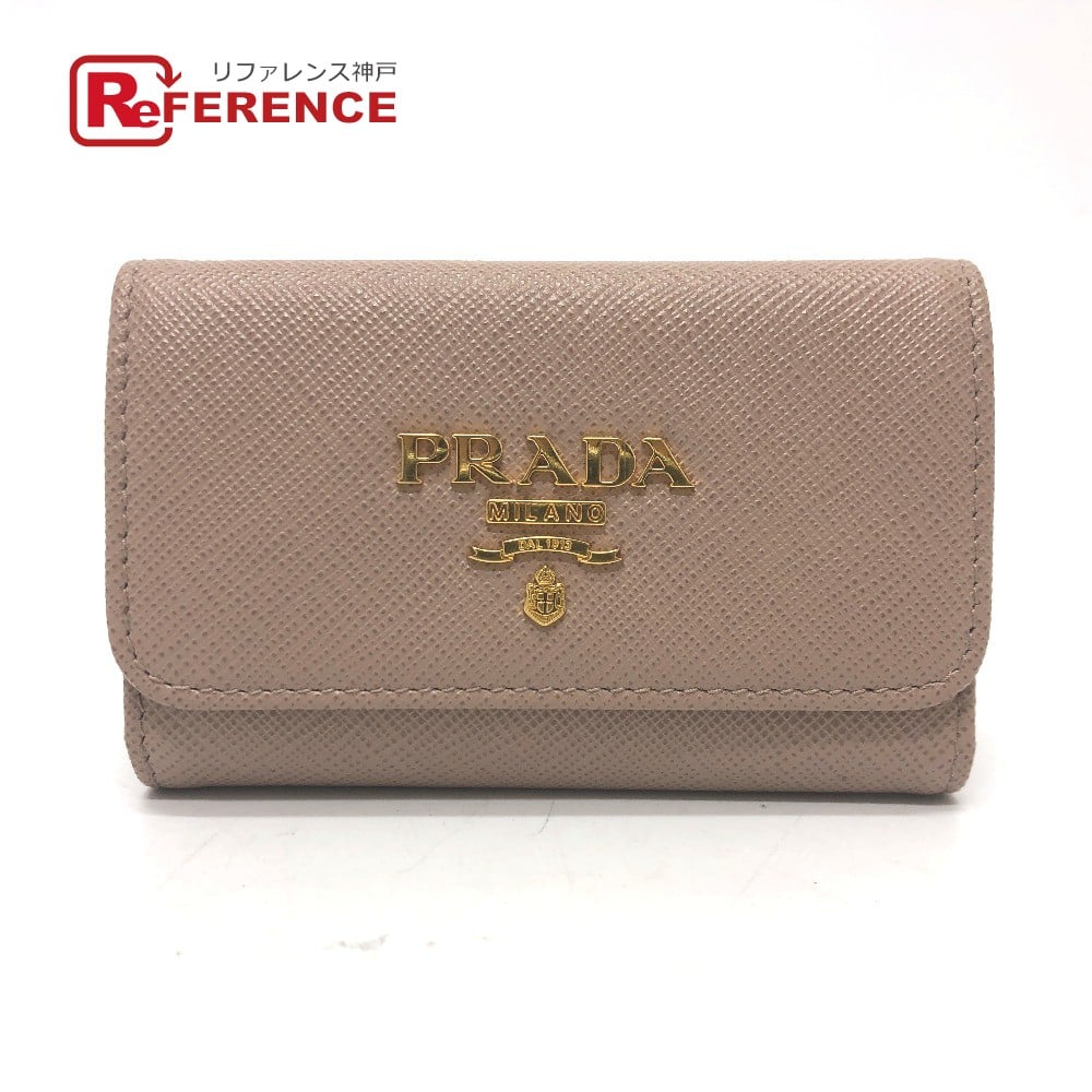 Prada PRADA 1PG004 logo 4 key rings  Key Case saffiano leather pink