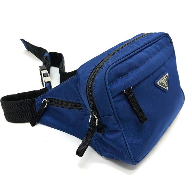 Prada PRADA 2VL001 Triangle logo Bag Waist Pouch Nylon blue/SilverHardware - view 3