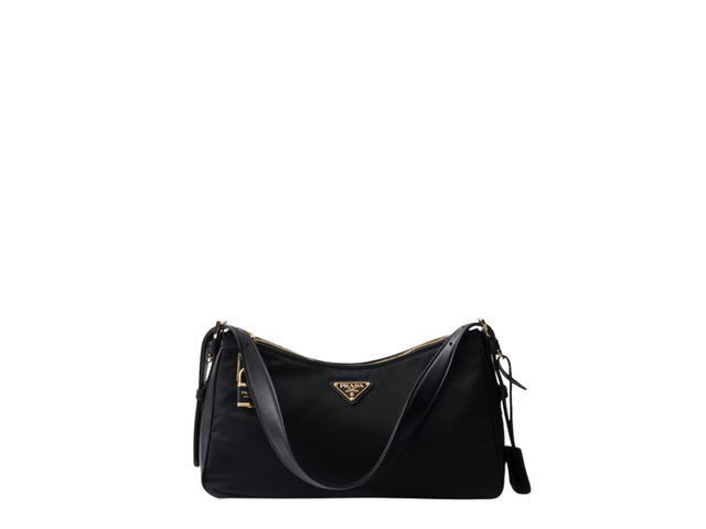 Prada Prada Aimée Large Re-Nylon And Leather Shoulder Bag With Padlock With Metal Hardware Black - view 1