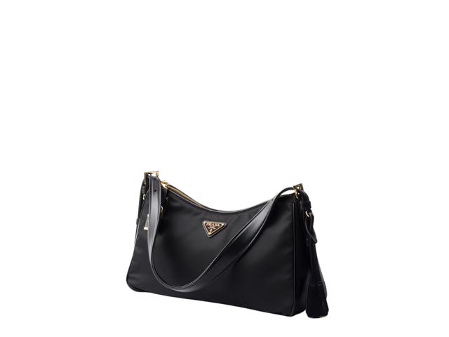 Prada Prada Aimée Large Re-Nylon And Leather Shoulder Bag With Padlock With Metal Hardware Black - view 2