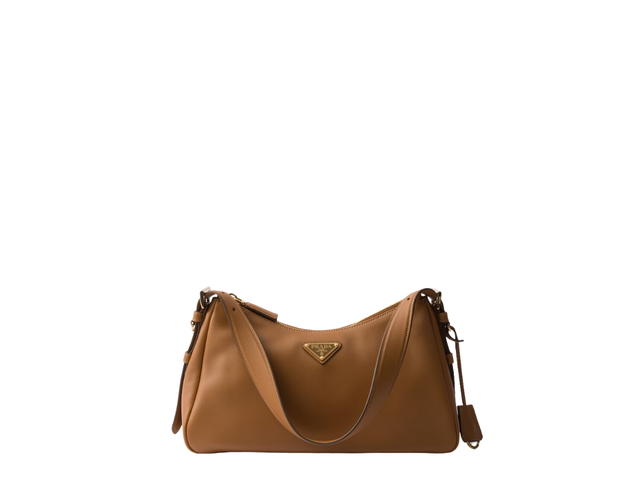 Prada Prada Aimée Medium Leather Shoulder Bag With Metal Hardware Caramel - view 1