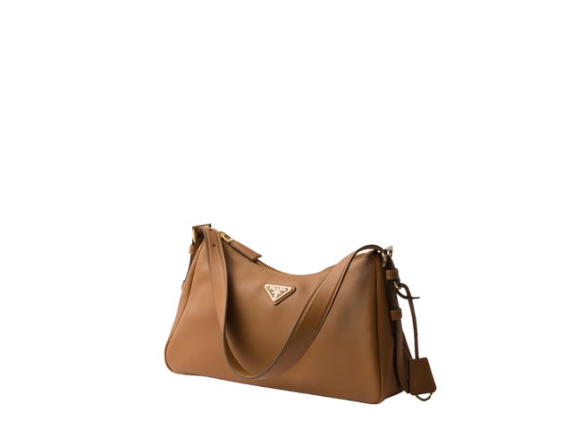 Prada Prada Aimée Medium Leather Shoulder Bag With Metal Hardware Caramel - view 2