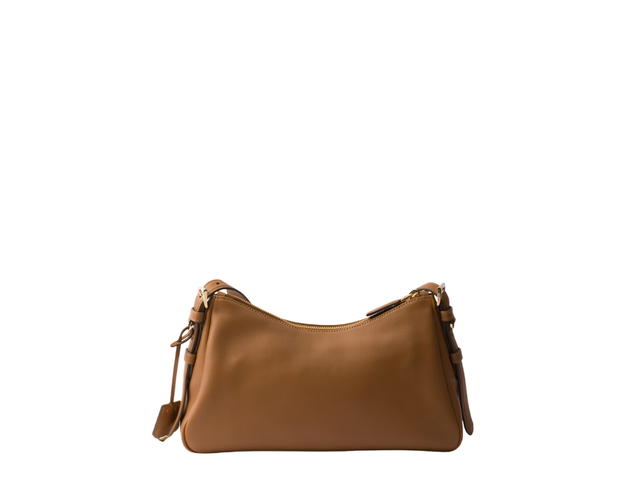 Prada Prada Aimée Medium Leather Shoulder Bag With Metal Hardware Caramel - view 3