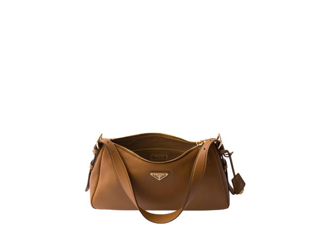 Prada Prada Aimée Medium Leather Shoulder Bag With Metal Hardware Caramel - view 4