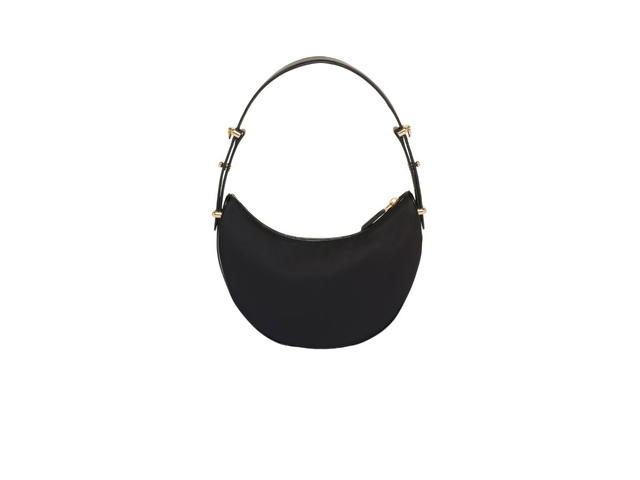 Prada Prada Arqué Leather Shoulder Bag With Enameled Metal Triangle Logo And Gold Metal Hardware Black - view 2