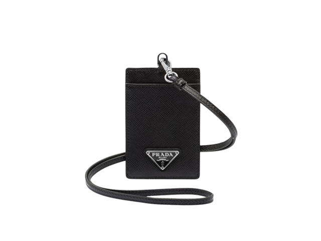 Prada Prada Badge Holder In Elegant Saffiano Leather With Metal Hardware Black - view 1