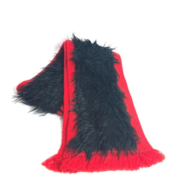 Prada PRADA Bicolor fur Scarf wool / cotton Black/Red - view 2