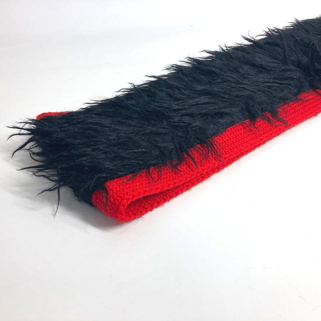 Prada PRADA Bicolor fur Scarf wool / cotton Black/Red - view 4