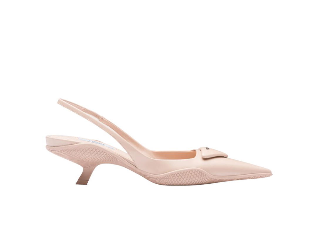 Prada Prada Brushed Leather Slingback Pumps Powder Pink