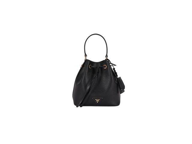 Prada Prada Bucket Bag In Saffiano Leather With Enameled Metal Triangle Black - view 1