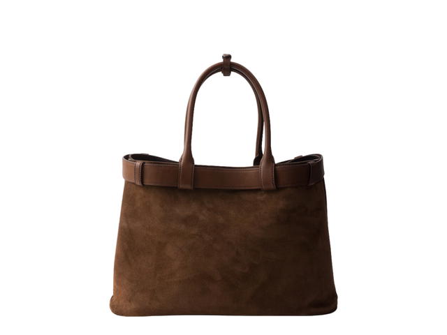 Prada Prada Buckle Large Suede Bag With Belt With Metal Hardware Cocoa Brown - view 3