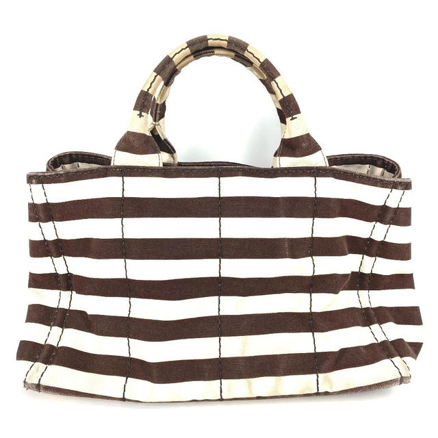 Prada PRADA Canapa logo border Bag Tote Bag Hand Bag Canvas Brown/White - view 3