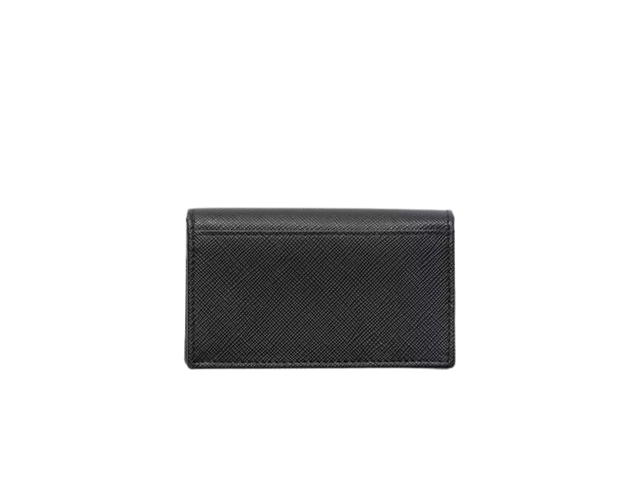 Prada Prada Card Holder In Saffiano Leather With Steel-Finish Metal Hardware And Enamel triangle Logo Black - view 3
