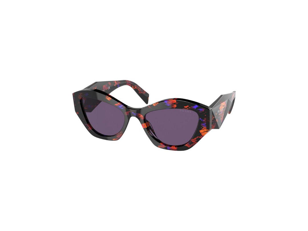 Prada Prada Cat Eye Sunglasses In Black-Orange-Violet TortoiseshellAcetate Frame With Purple Tinted Lenses