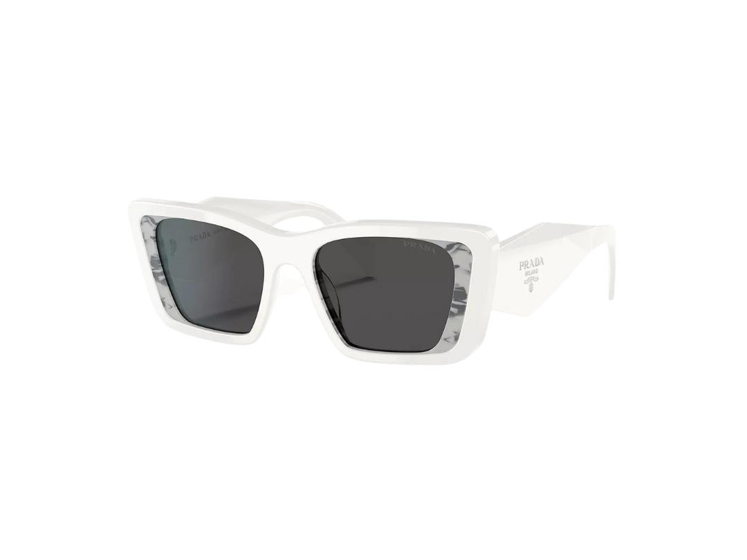 Prada Prada Cat Eye Sunglasses In Chalk White Acetate With Gray Lenses
