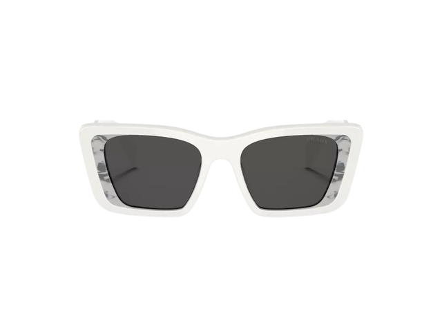 Prada Prada Cat Eye Sunglasses In Chalk White Acetate With Gray Lenses - view 2