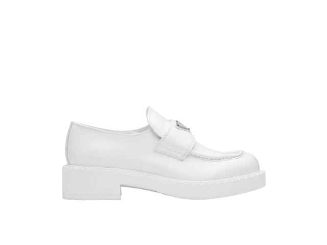 Prada Prada Chocolate Brushed Leather Loafers White - view 1