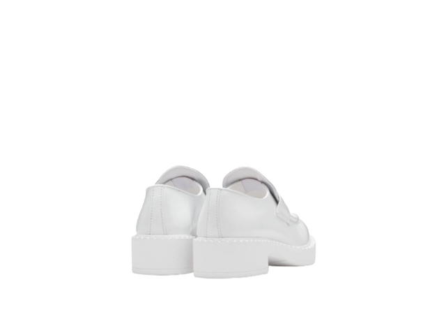 Prada Prada Chocolate Brushed Leather Loafers White - view 3