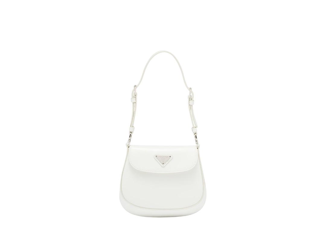 Prada Prada Cleo Brushed Leather Mini Bag White