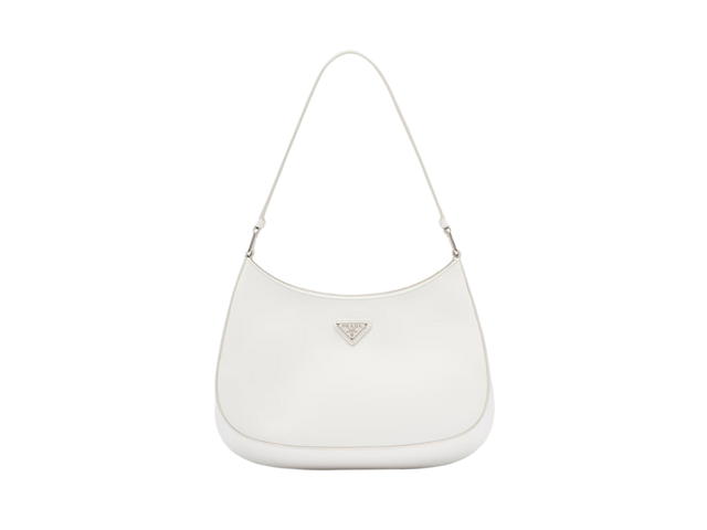 Prada Prada Cleo Brushed Leather Shoulder Bag In Brushed Leather With Metal Hardware White - view 1