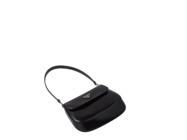 Prada Prada Cleo Brushed Leather Shoulder Bag With Flap Black - view 3