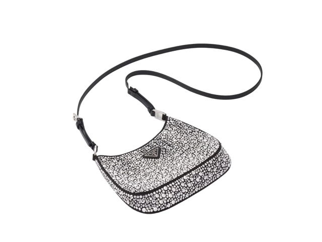 Prada Prada Cleo Satin Bag With Crystals In Satin Fabric With Enameled Triangle Logo Metal Color Hardware - view 3