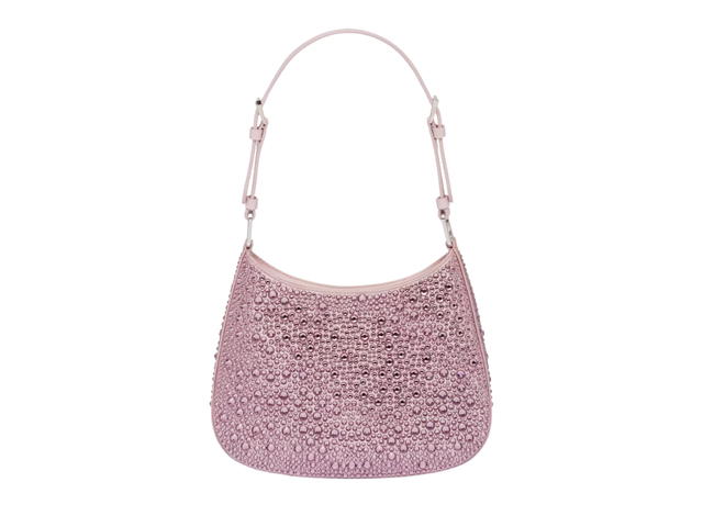 Prada Prada Cleo Satin Bag With Crystals In Satin Fabric With Enameled Triangle Logo Metal Hardware Alabaster Pink - view 2