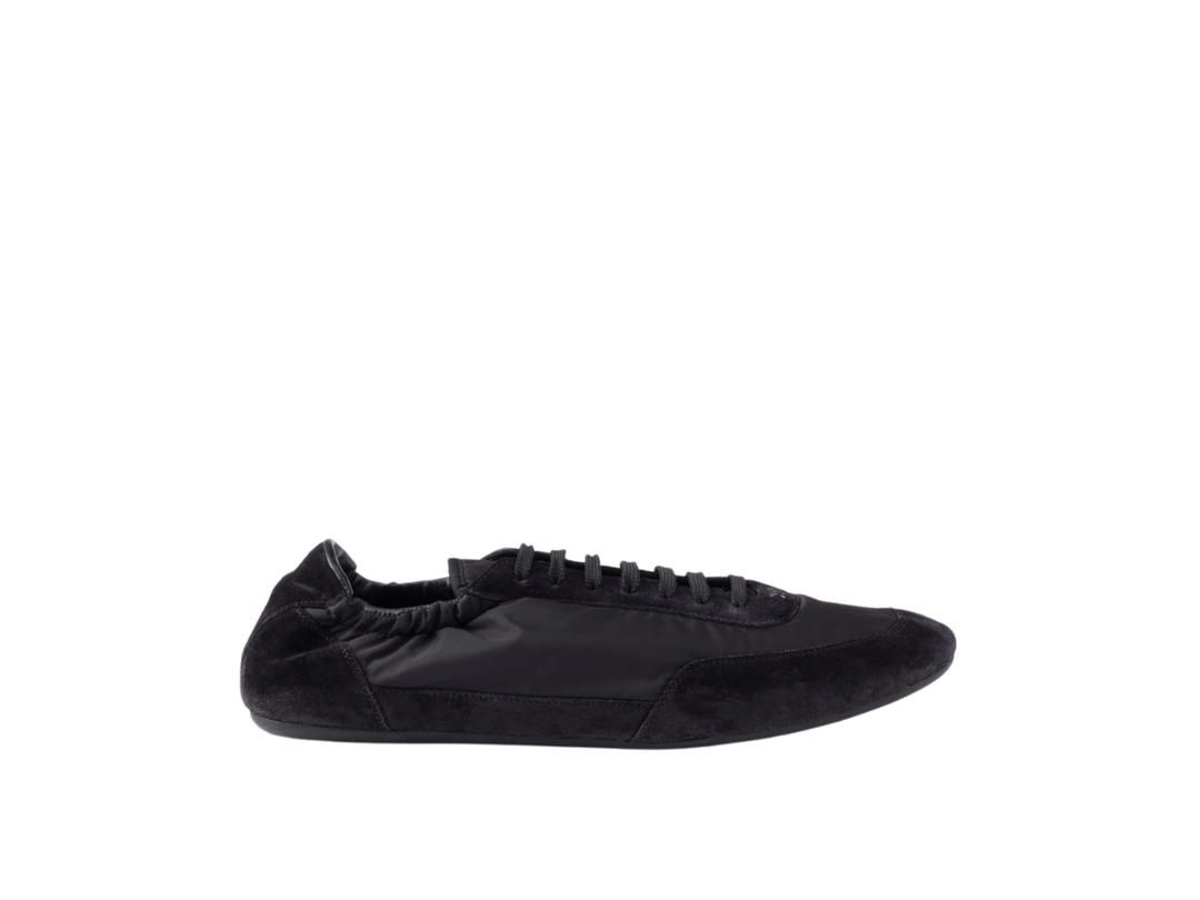 Prada Prada Collapse Re Nylon And Suede Elasticized Sneakers Black