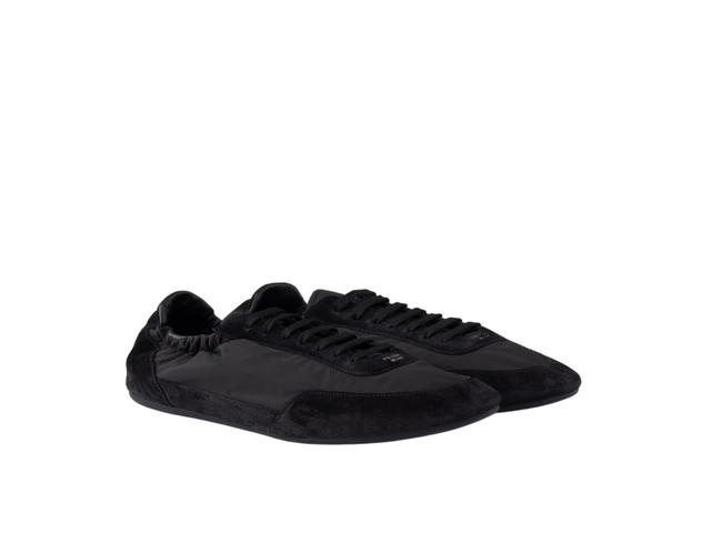 Prada Prada Collapse Re Nylon And Suede Elasticized Sneakers Black - view 2