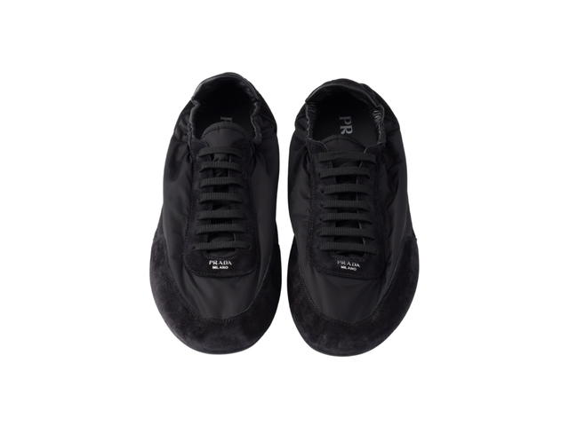 Prada Prada Collapse Re Nylon And Suede Elasticized Sneakers Black - view 4
