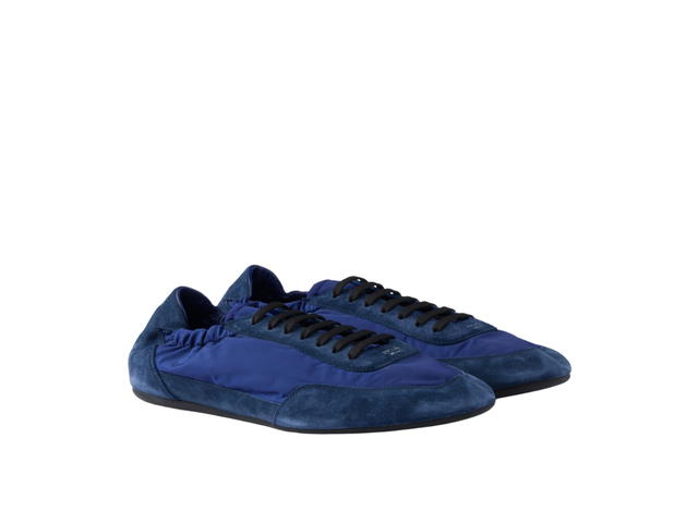 Prada Prada Collapse Re Nylon And Suede Elasticized Sneakers Bluette - view 2
