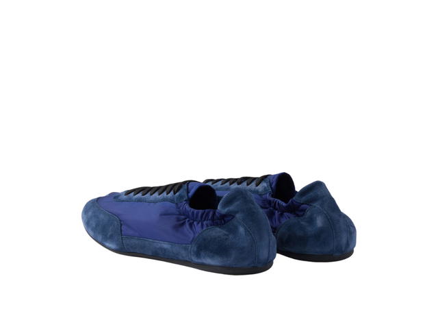 Prada Prada Collapse Re Nylon And Suede Elasticized Sneakers Bluette - view 3