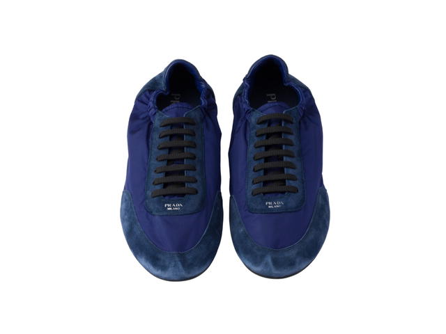 Prada Prada Collapse Re Nylon And Suede Elasticized Sneakers Bluette - view 4