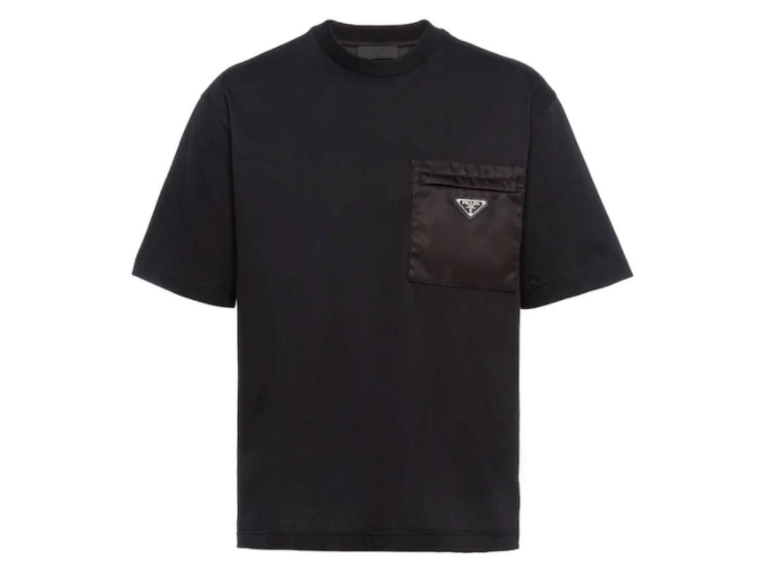 Prada Prada Cotton T-Shirt With Nylon Pocket Black