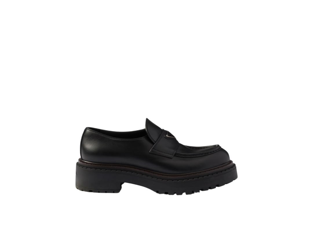 Prada Prada Double Chocolate Leather Loafers Black