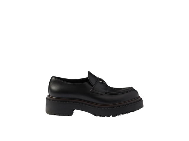 Prada Prada Double Chocolate Leather Loafers Black - view 1