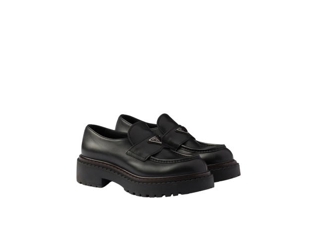 Prada Prada Double Chocolate Leather Loafers Black - view 2