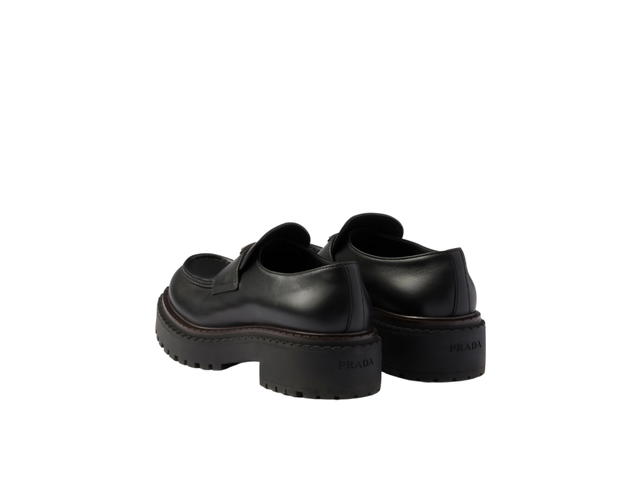 Prada Prada Double Chocolate Leather Loafers Black - view 3