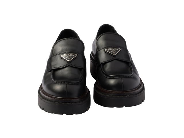 Prada Prada Double Chocolate Leather Loafers Black - view 4