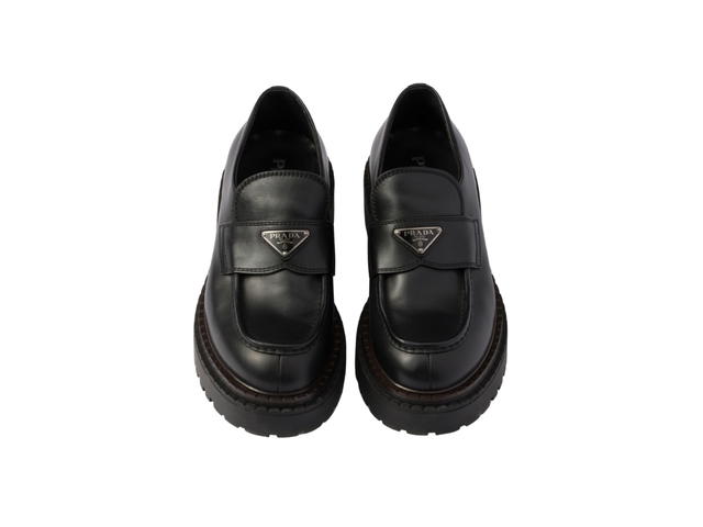 Prada Prada Double Chocolate Leather Loafers Black - view 5