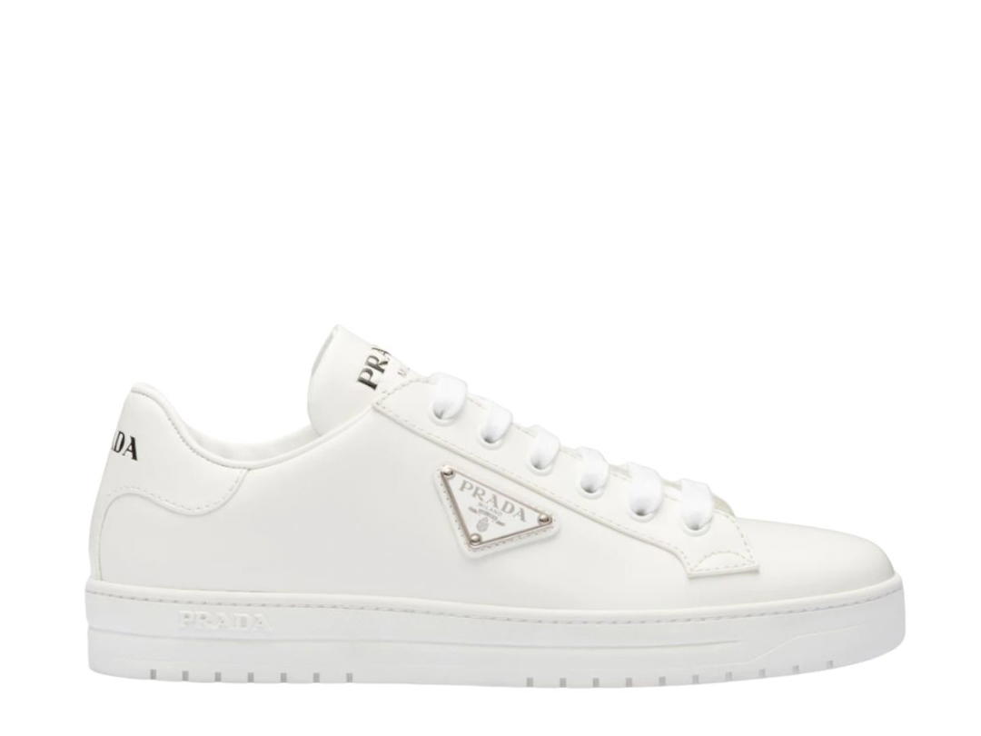 Prada Prada Downtown Brushed Leather Sneakers White