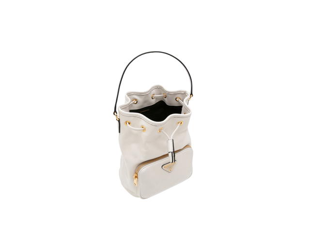 Prada Prada Duet Re-Nylon Shoulder Bag With Enameled Metal Triangle Logo And Metal Hardware White - view 3