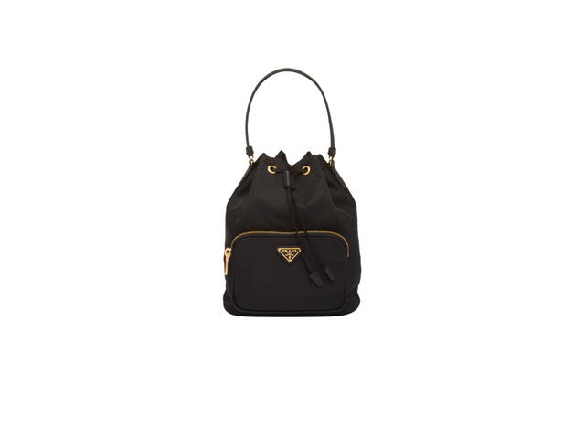 Prada Prada Duet Re-Nylon Shoulder Bag With Gold Metal Hardware And Enameled Metal Triangle Logo On The Pocket Black - view 1