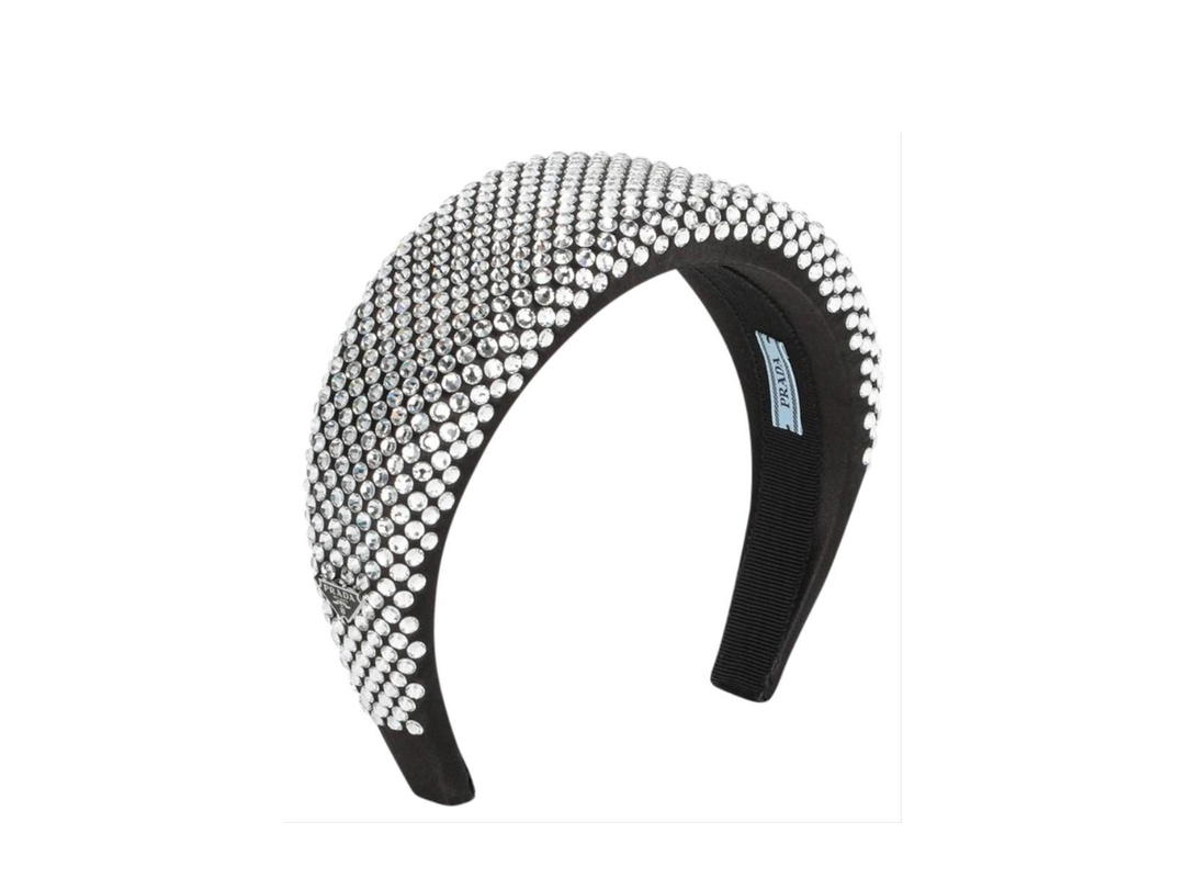 Prada Prada Embellished Satin Headband With Heat-Bonded Synthetic Crystal Embellishment
