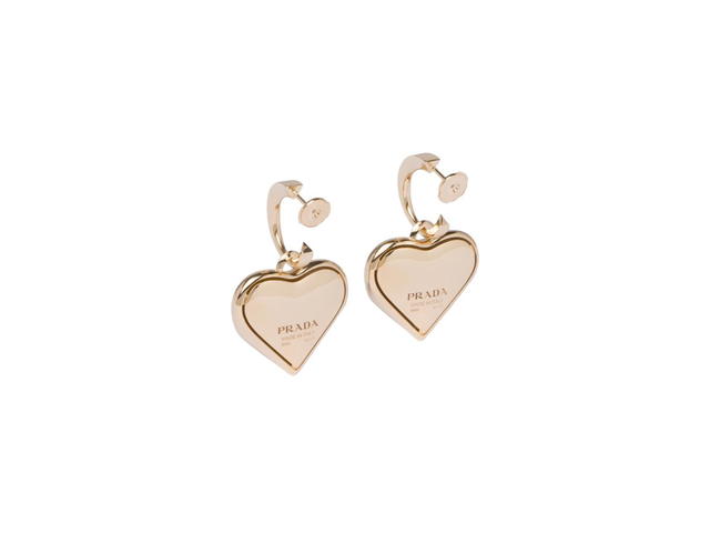 Prada Prada Eternal Gold Medium Drop Earrings In Heart Pendant With Logo Yellow Gold - view 4